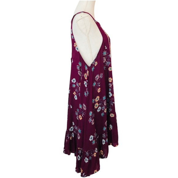 Intimately FREE PEOPLE Burgundy Floral Tank Top High Low Dress M - Picture 6 of 12